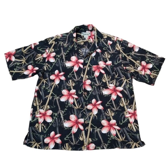 Vintage Paradise Cove 100% Silk Button-Up  Hawaiian Tropical Short Sleeve Shirt - Picture 1 of 7